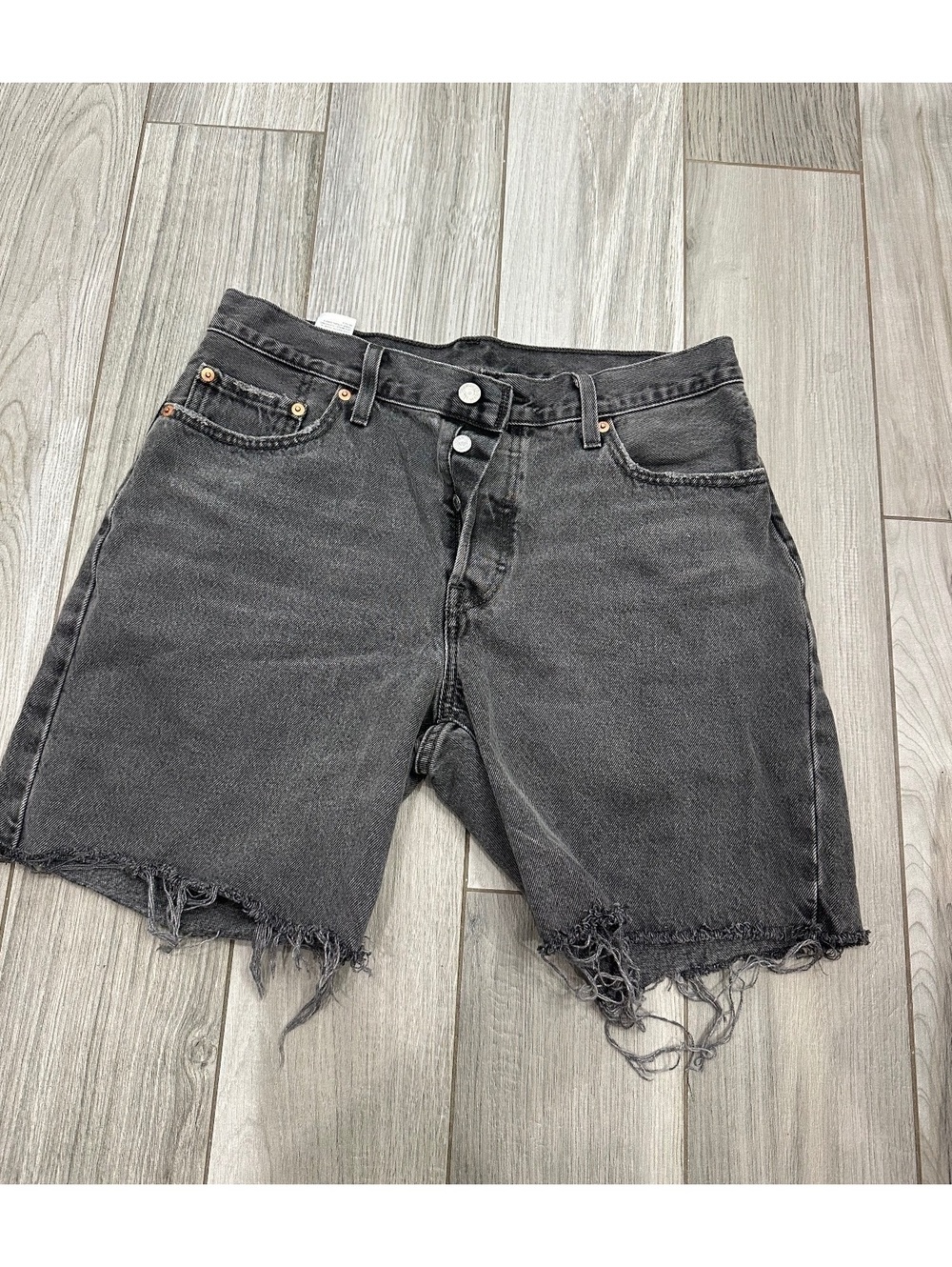 Levi's Black Distressed Denim Cutoff Shorts W29